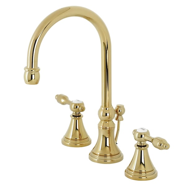 KS2982TAL Tudor Widespread Bathroom Faucet W/Brass Pop-Up, Brass